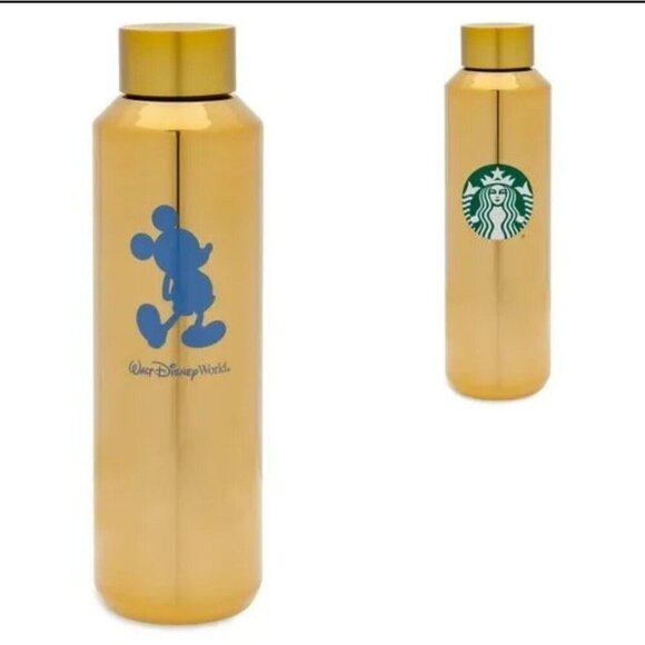 2021 Starbucks Disney World 50th Anniversary Gold Water Bottle Tumbler | 20oz - Picture 1 of 9